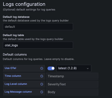 Logs config